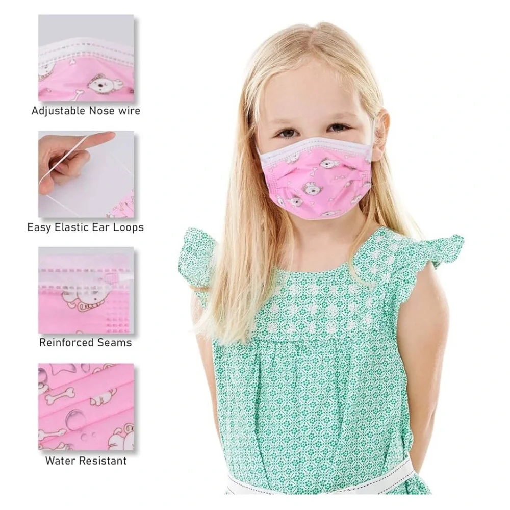 Al Shields 10 Pack Rainbow Cheetah & Viola 10 Pack Pink Puppy 3 Layer Youth Mask